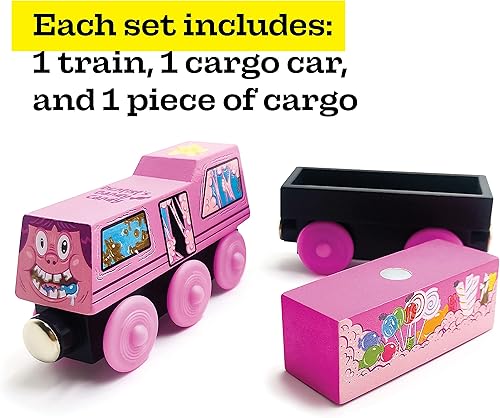 Vista 36 de Paquete de carga de tren de madera de 7 piezas, compatible con todos los juegos de ferrocarriles de madera, Zany Trains Series 1, Quirky Cargo