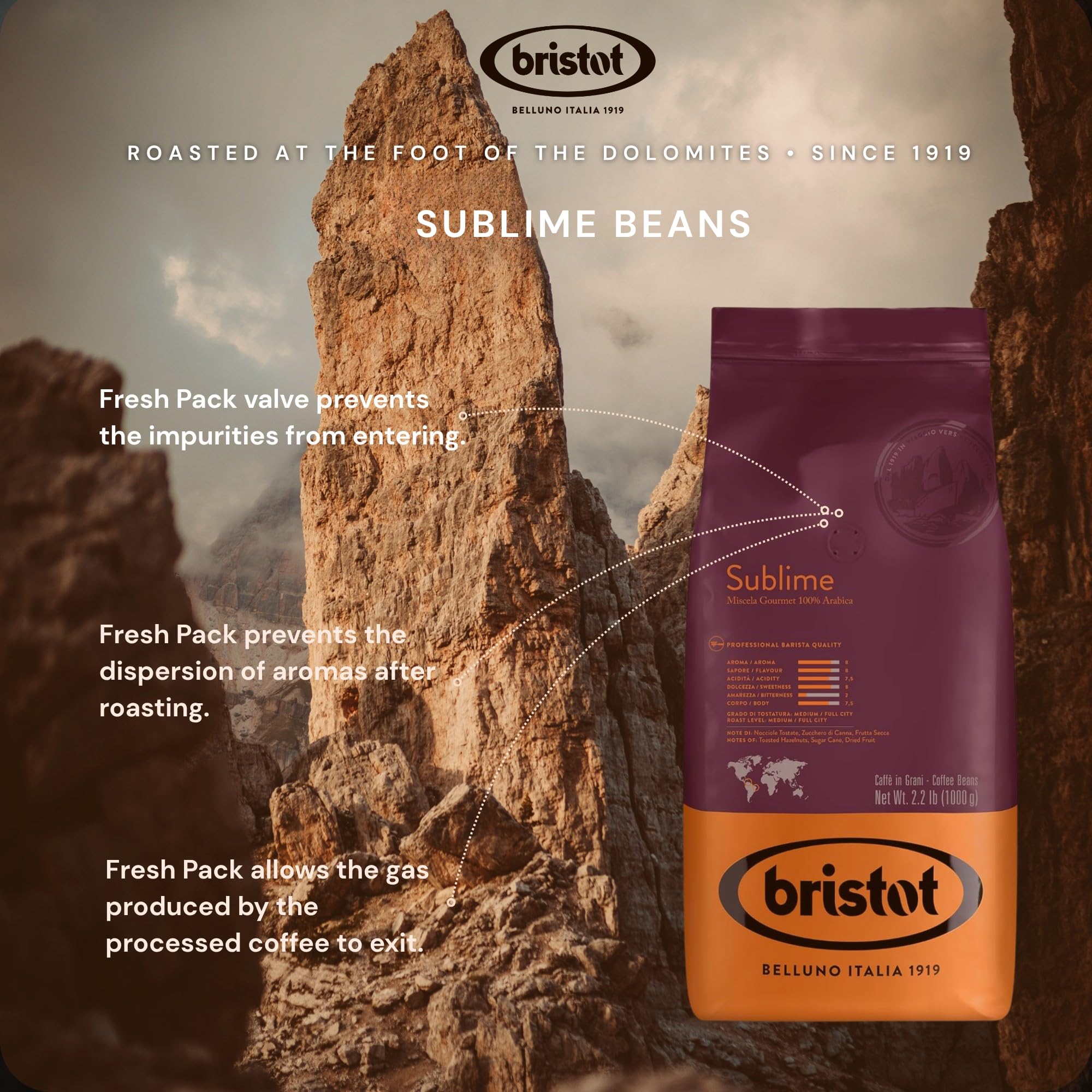 Bristot Kawa Espresso Sublime 100% Arabica 1000 g ziaren