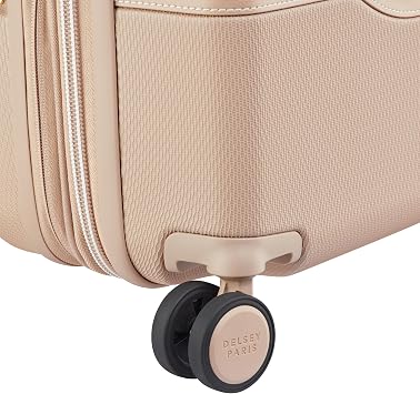 DELSEY PARIS Chatelet Air 2.0, 20 Inch Carry-On Plus Luggage, Beige Rose | Carry On Suitcase, Hardside, Premium Lightweight Polycarbonate, Dual-Density Spinner Wheels, USB Port, TSA Lock