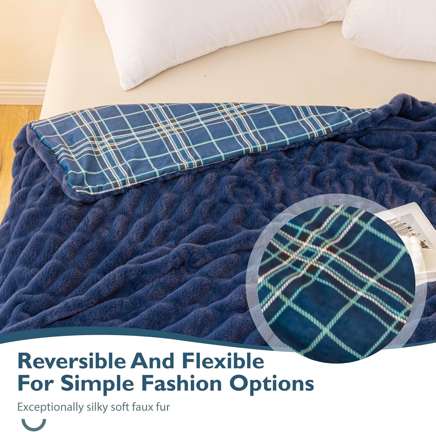 ALPHA HOME Blanket Soft Throw Blanket, Lightweight Fluffy Throw Blanket Twin Size, Luxury Home Decor Throw Blankets for Couch, Sofa, Bed, Blue