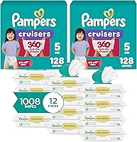 Vista 17 de Pampers Pull On Cruisers - Pañales desechables para bebé de ajuste de 360°, tamaño 4, suministro de 2 meses (2 x 144 unidades) con toallitas