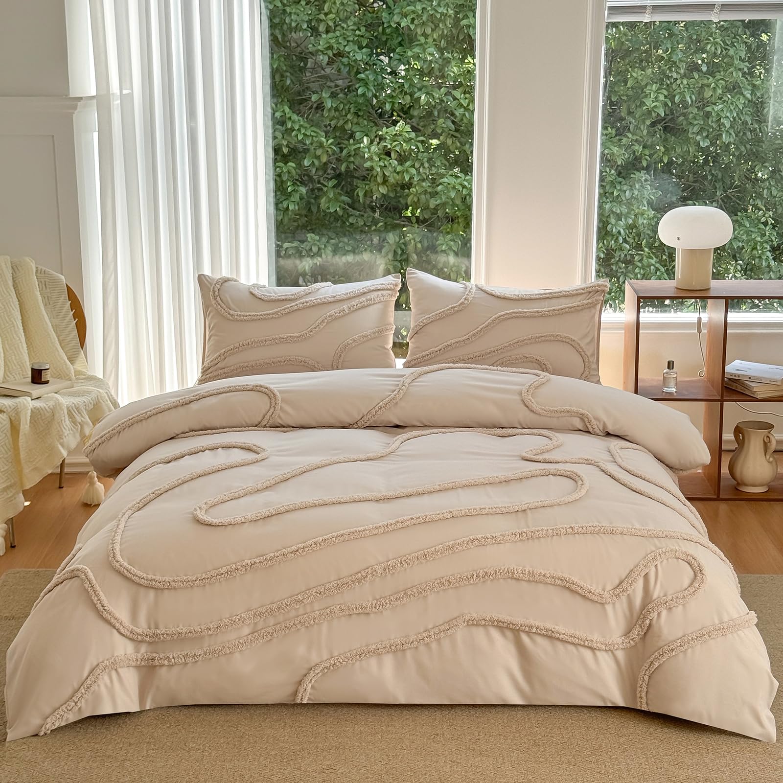 MEILA Washed Microfiber Duvet Cover Set Queen Size