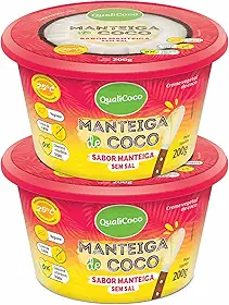 Kit Com 2 Manteigas de Coco Sabor Manteiga Sem Sal 200g Qualicoco