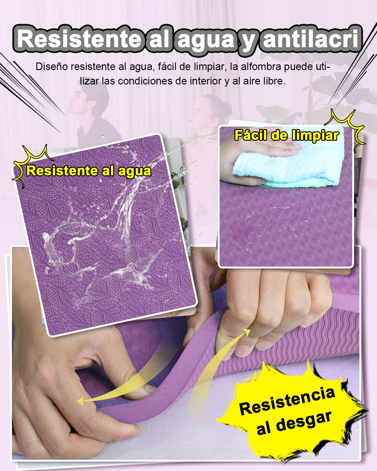Esterilla Fitness Grande TPE 200×130cm 15mm Gruesa Esterilla Deporte XXL Esterilla Yoga Antideslizante Colchoneta Gimnasia Pilates