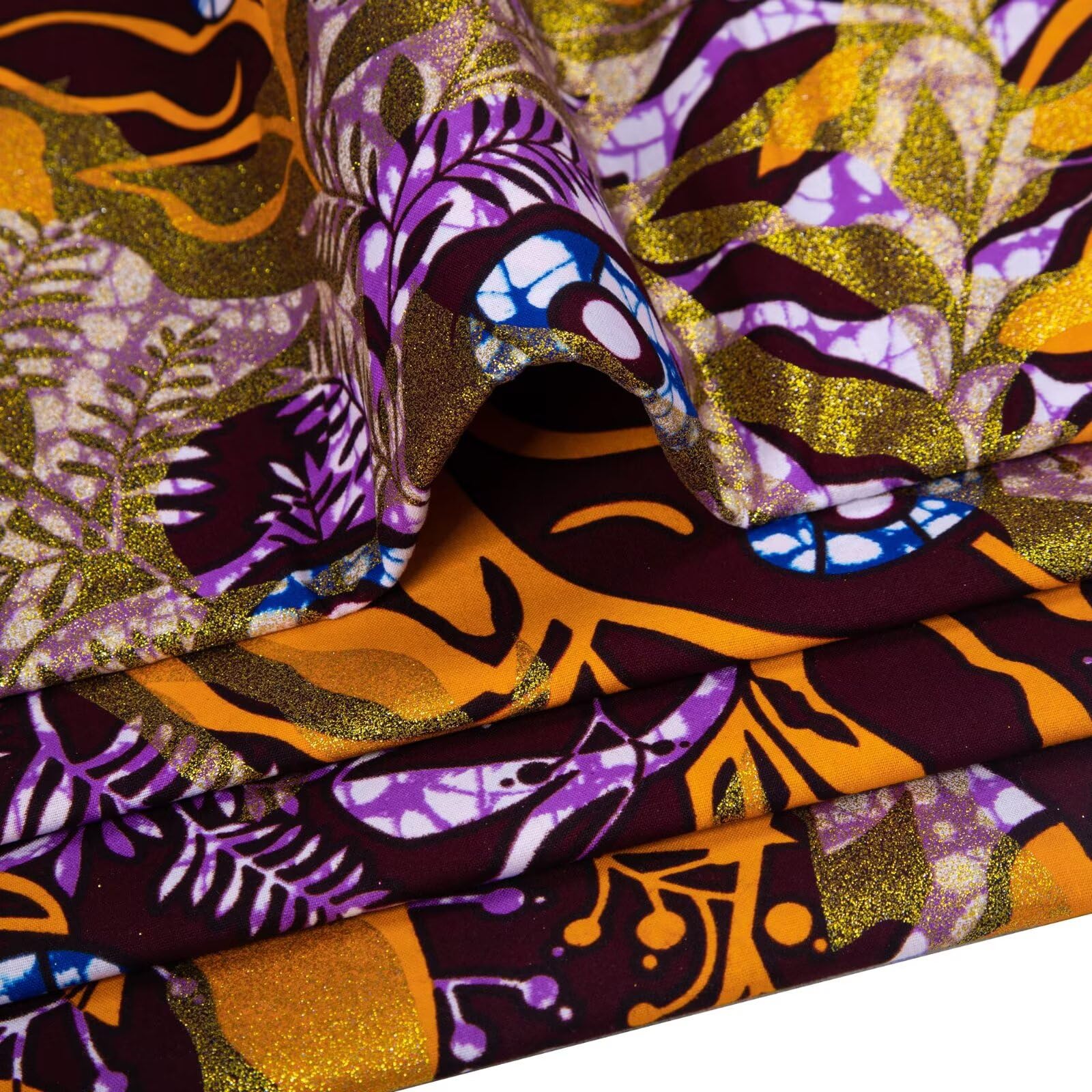 HollandaisWax Glitter Gold Bronzing African Fabric