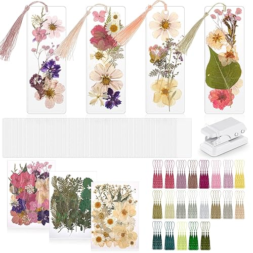 Fuyoooo 376 Pcs Dried Flower Bookmark Making Kit, 150 DIY