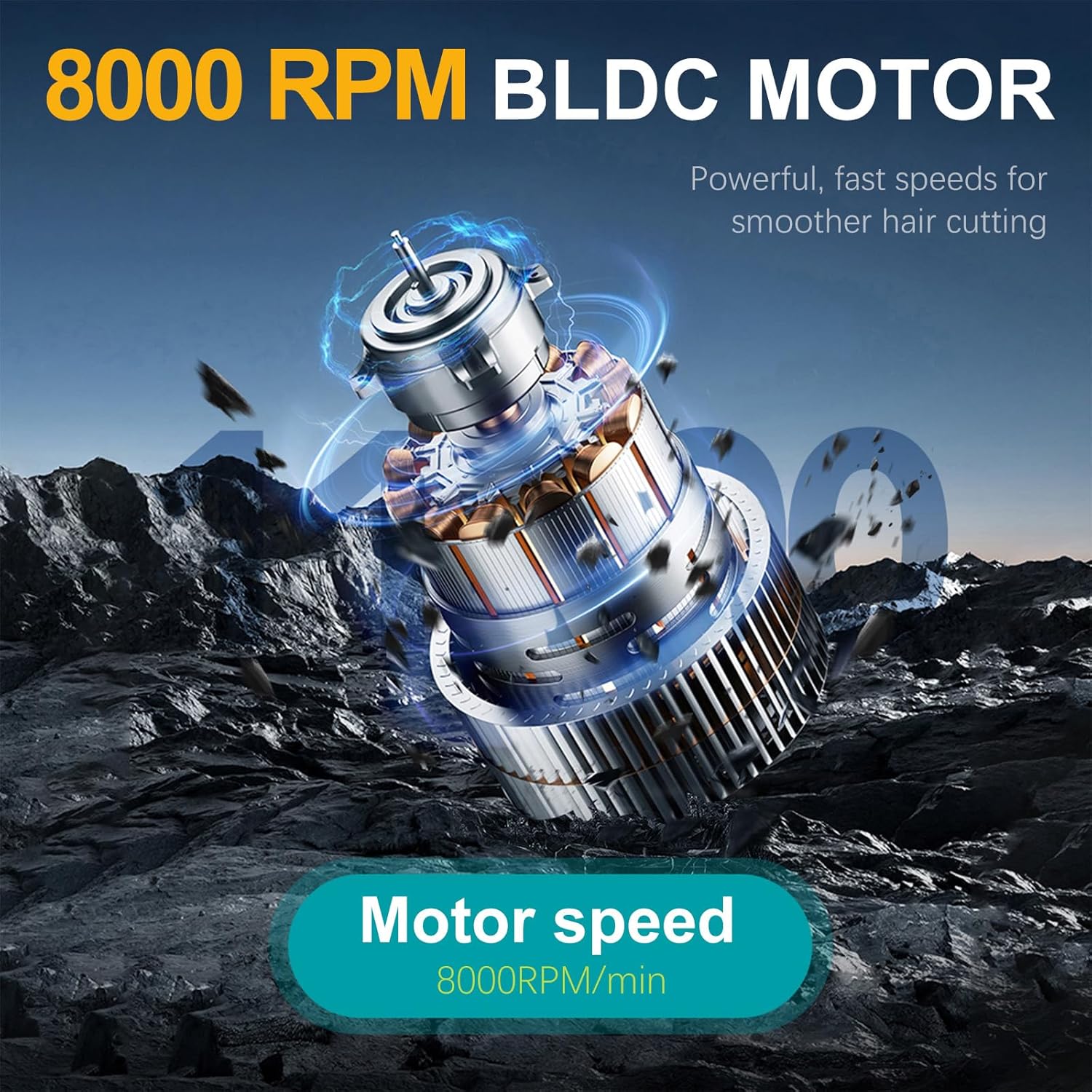 VGR 119 Professional Cordless Hair Clippers for Men, Rechargeable Barber Clippers with Base, Lithium-ion Battery Hair Cutting Machine with BLDC Motor and Ceramic Blades for Home and Barber, Gold - Image 3