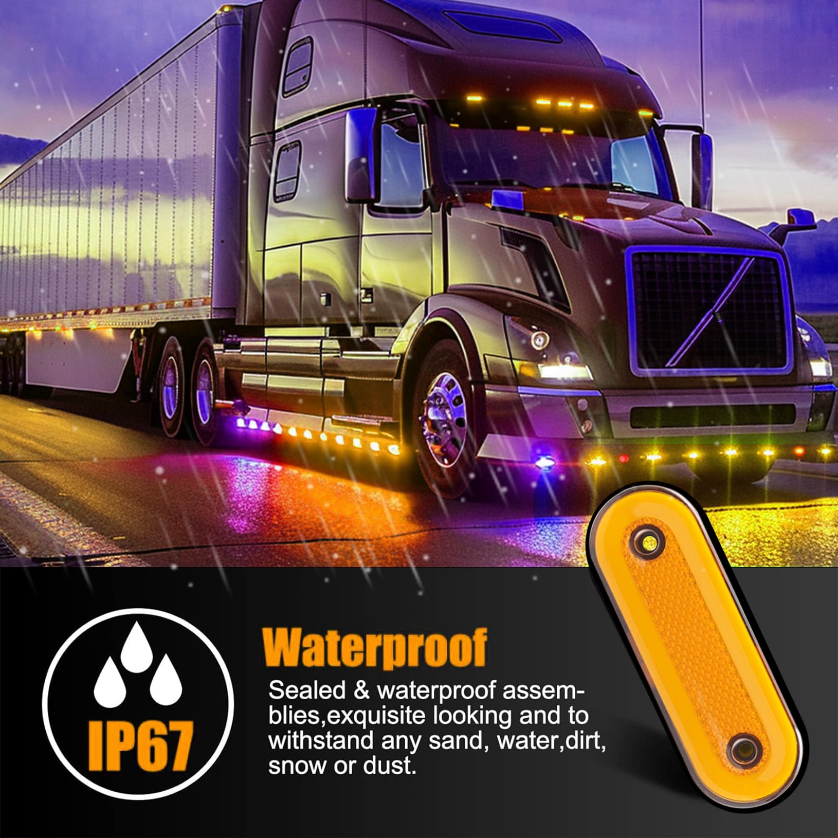 10PCS Luce Laterale LED Ambra,12V/24V Luci di Posizione Laterali Indicatori Laterali per Rimorchio Luce di Ingombro Lampada per Rimorchio Camion Furgone Rimorchi Auto (Giallo)