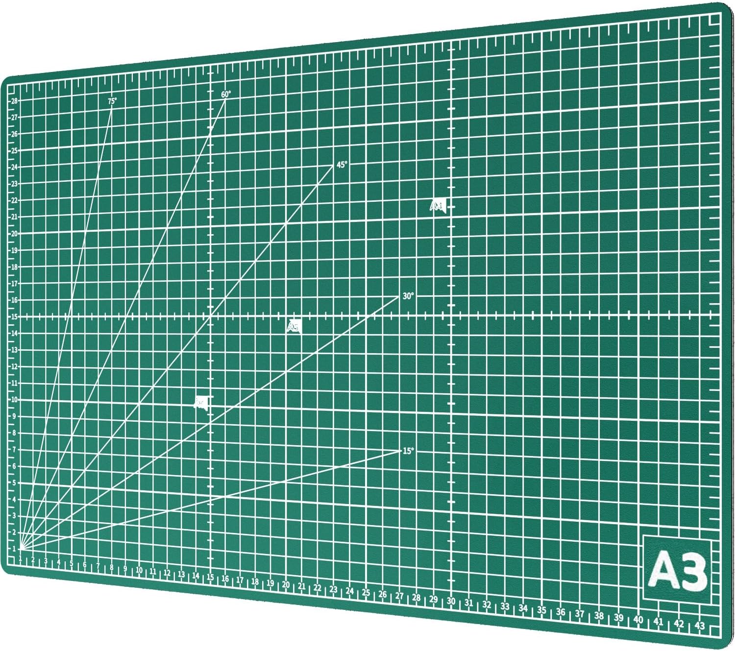 ACROPAQ Cutting Mat A2 - Self-Healing, 5 Layers of protectoin for Your Furniture, with grids and Angle Markings on Both Sides, Black - Craft Mat, Cutting Mat and Painting Mat