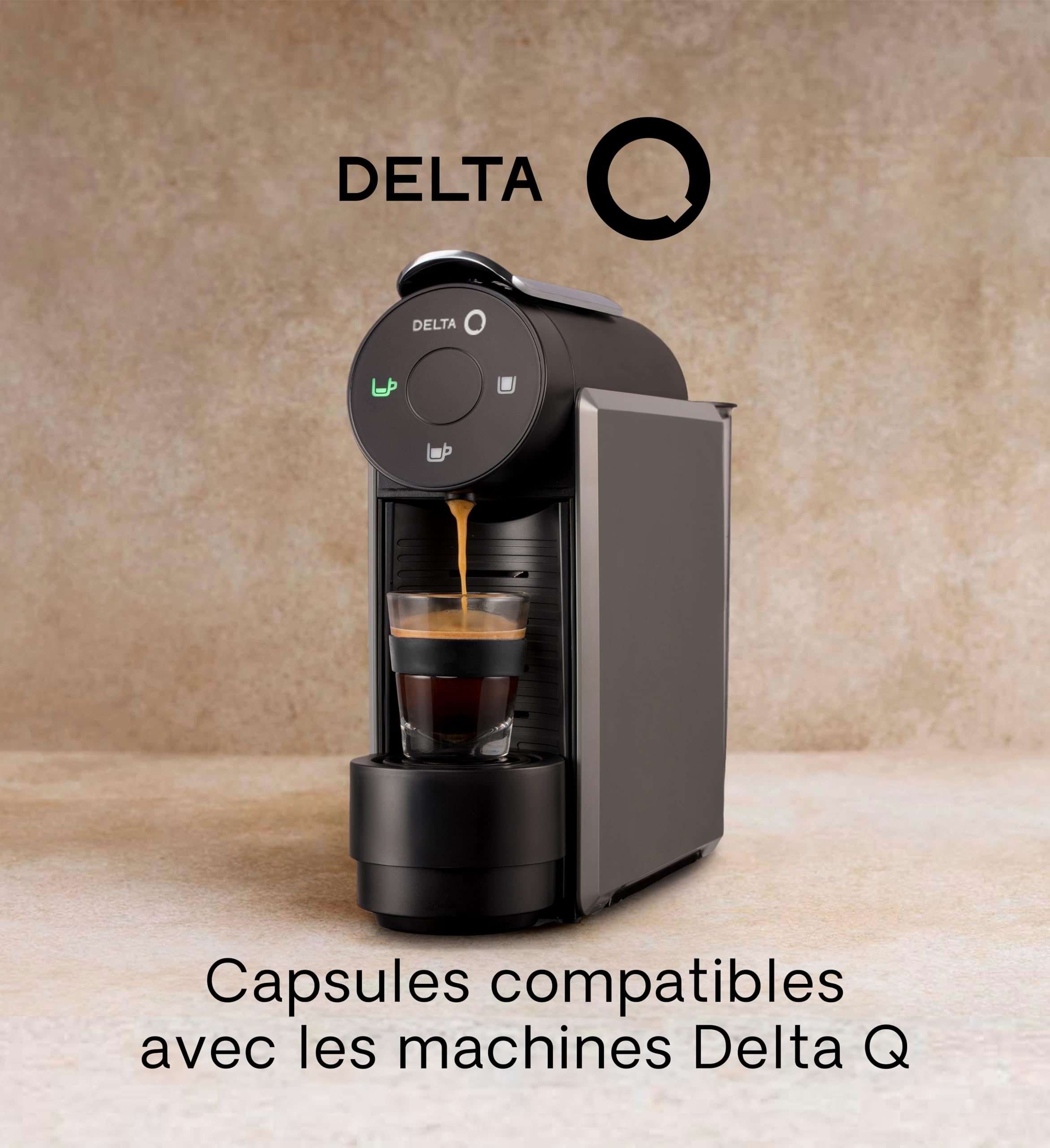 Delta Q Máquina de cápsulas MiniQool Gris, 19 Bares de Presión, Depósito 0,6 L, Incluido 2 x 40 Cápsulas Intensidad 10 y 10 Cápsulas Descafeinadas