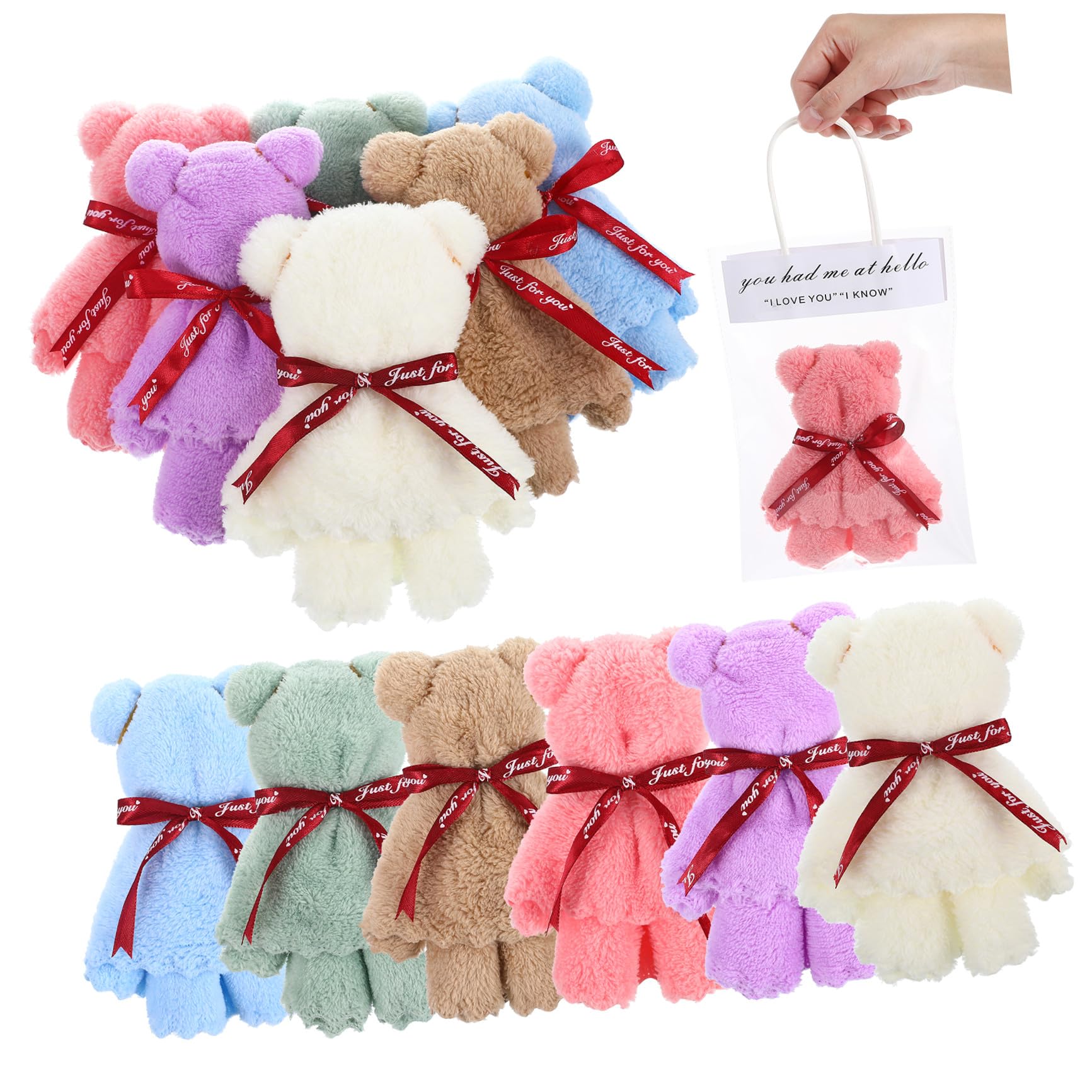 HANABASS Serviettes Visage Ours, Lot de 12, Coral Fleece