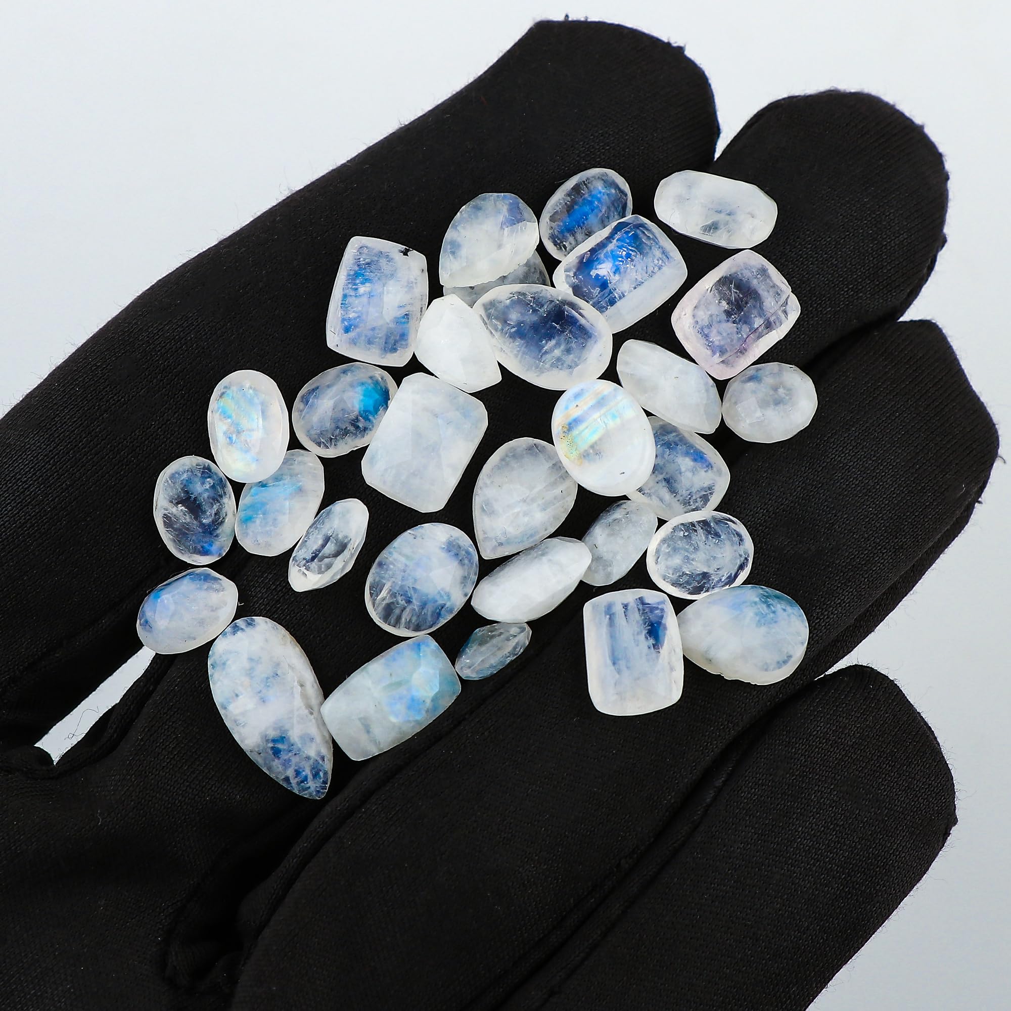 GEMKORA Natural Moonstone Briolette Cut Gemstones Wholesale Cabochons for Jewelry Making Mix-Shapes, white, 8-10mm - Image 4