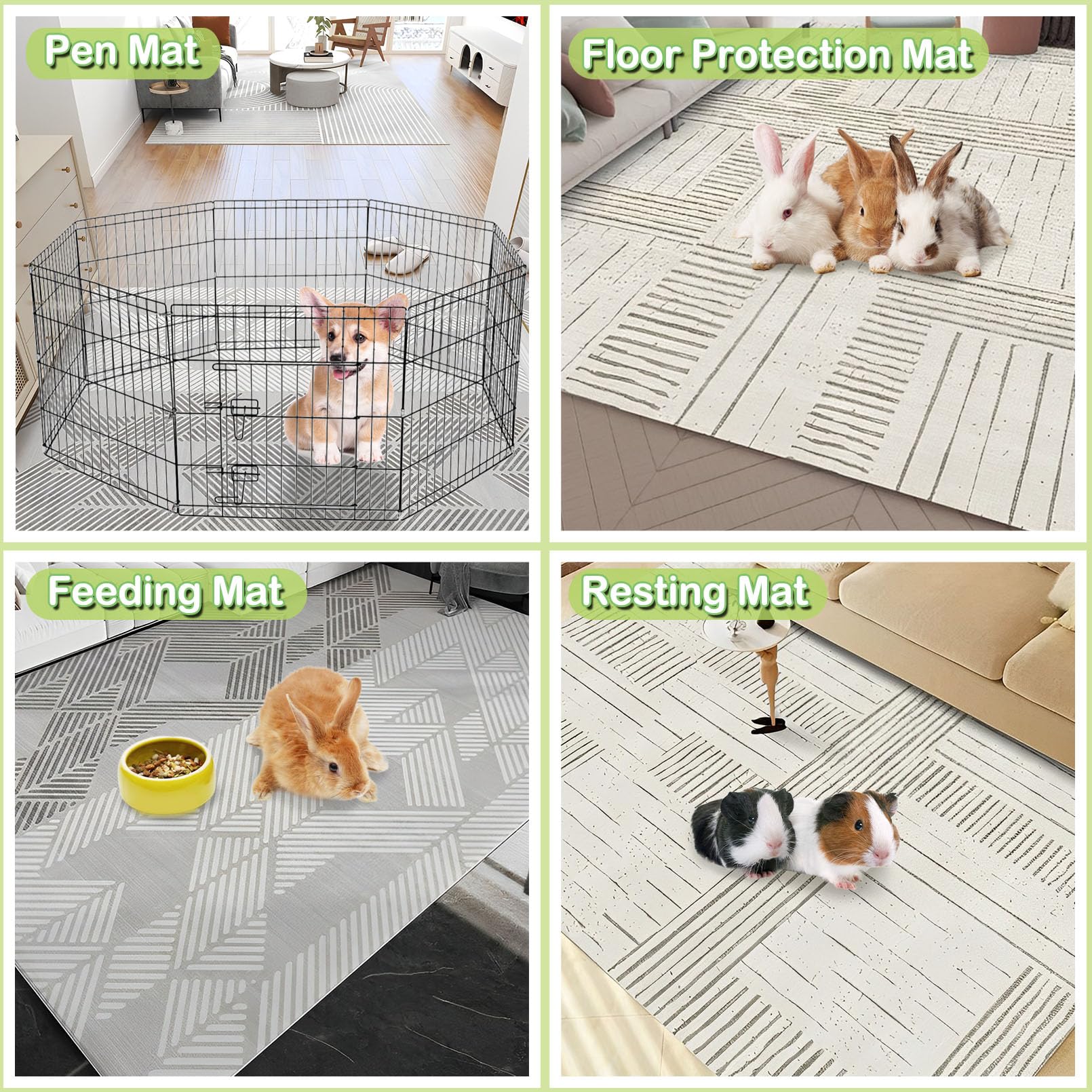 Kathson Waschbare Käfig-Auskleidung – Rutschfeste Matte 140x200 Cm Für Kaninchen, Hunde, Katzen & Kleintiere