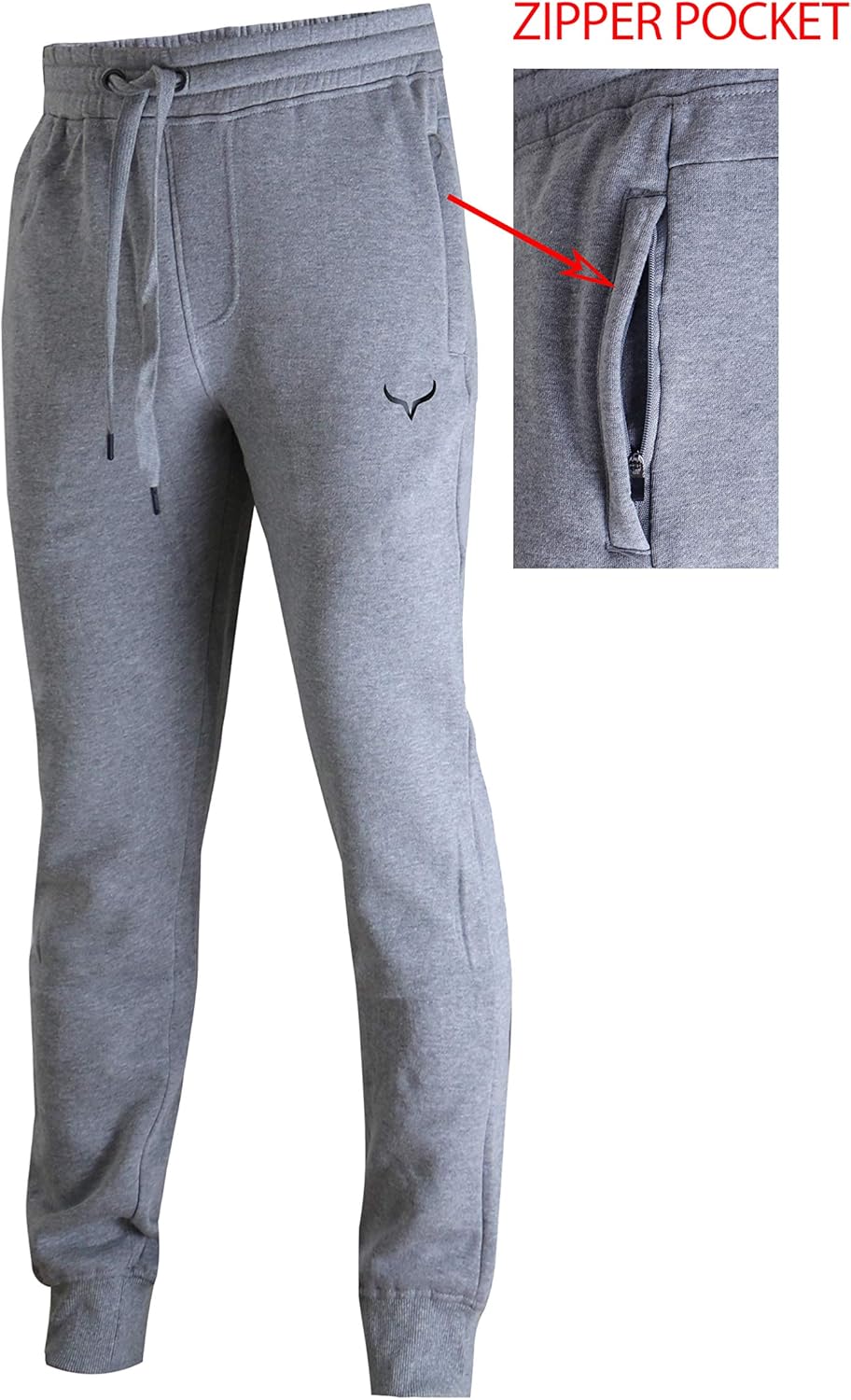 SCREENSHOT Sports Mens Premium Slim Fleece Pants Zipper Pockets - Athletic Jogger Fitness Workout Gym Sweatpants - Image 2