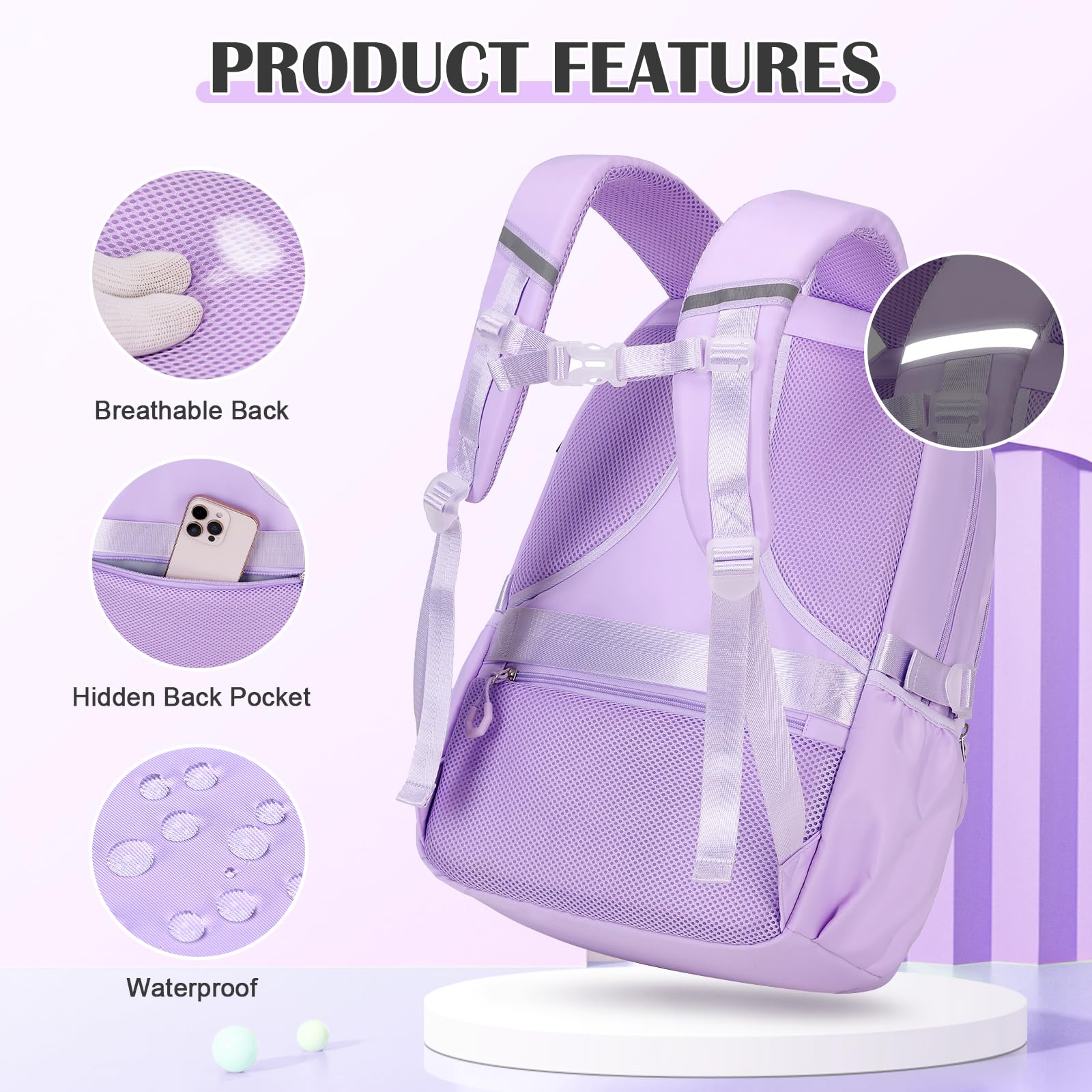 DIGOBAY Zaino Plaid Nastro, Viola, Zaini Tradizionali