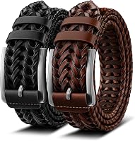 BULLIANT Men's Braided Leather Belt - Adjustable Locking 1 3/8" for Casual Jeans, Golf & Everyday Style