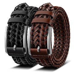 BULLIANT Men Belt Braided Leather Belt Adjustable For Men Casual Jeans Golf 1 3 8
