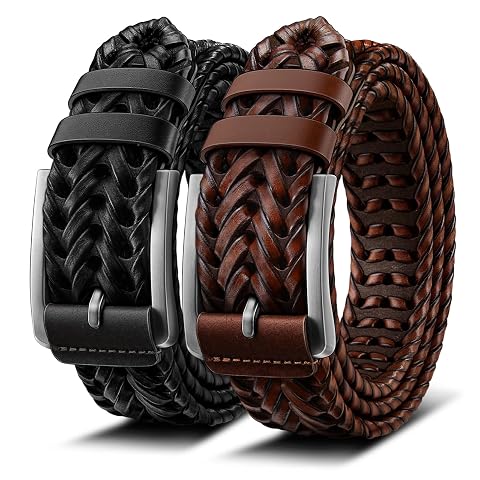 BULLIANT Men Belt Braided Leather Belt Adjustable For Men Casual Jeans Golf 1 3 8