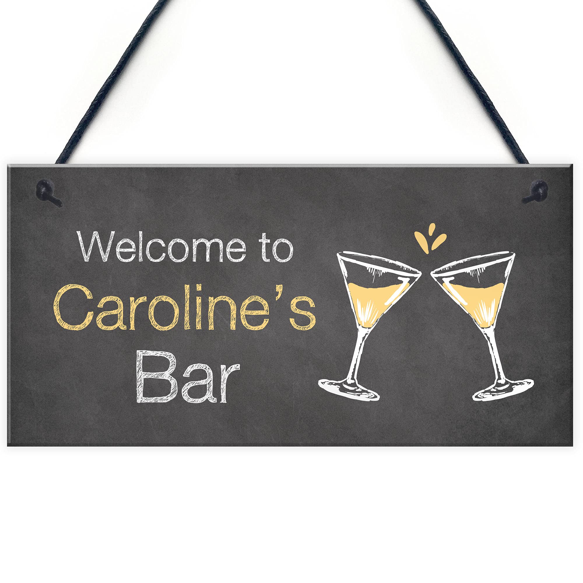 Personalised Shabby Chic Bar Sign Home Bar Kitchen Sign Gift For Her Vodka Gin Gift