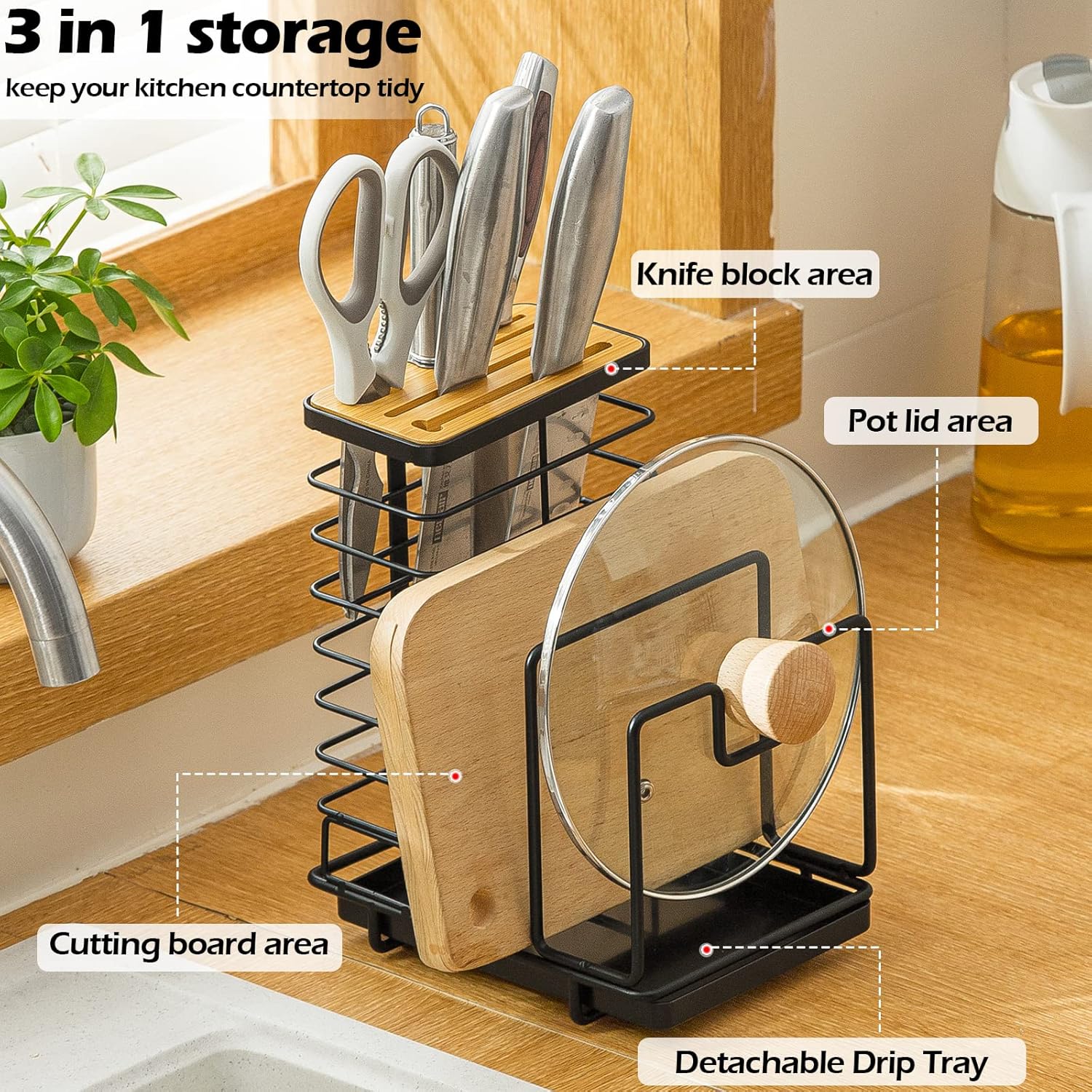 Buy Poeland Cutting Boards Knife Organizer, 3 in 1 Kitchen Organizer