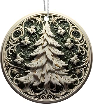 Jabihome Christmas Ornaments 2025, Exchange for Women, Men, Collectible Dated Year Ornaments for Tree, Unique Acrylic Suncatcher, Printed Stained Glass Effect Decor Swirl Pine