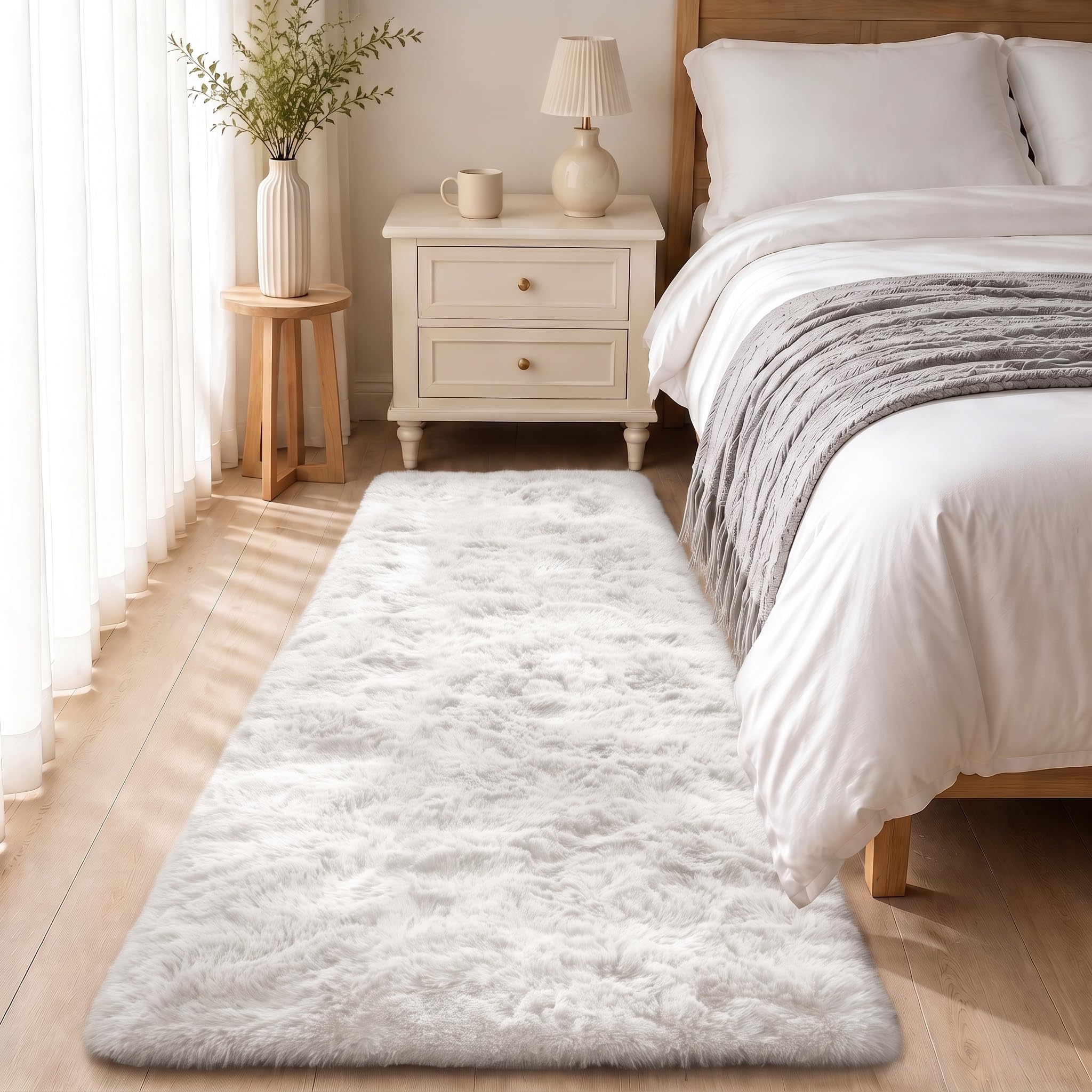 Homaxy Fluffy Washable Runner Rugs Living Room 60 x 220 cm, Cream โ image 1