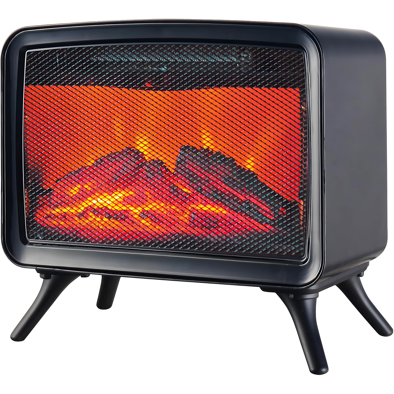 Wintem Caminetto Elettrico con Effetto Fiamma Realistico 34x18x30cm -Potenza e Termostato Regolabile 800/1600W Ideale per Creare un'Atmosfera Accogliente con Protezione dal Surriscaldamento