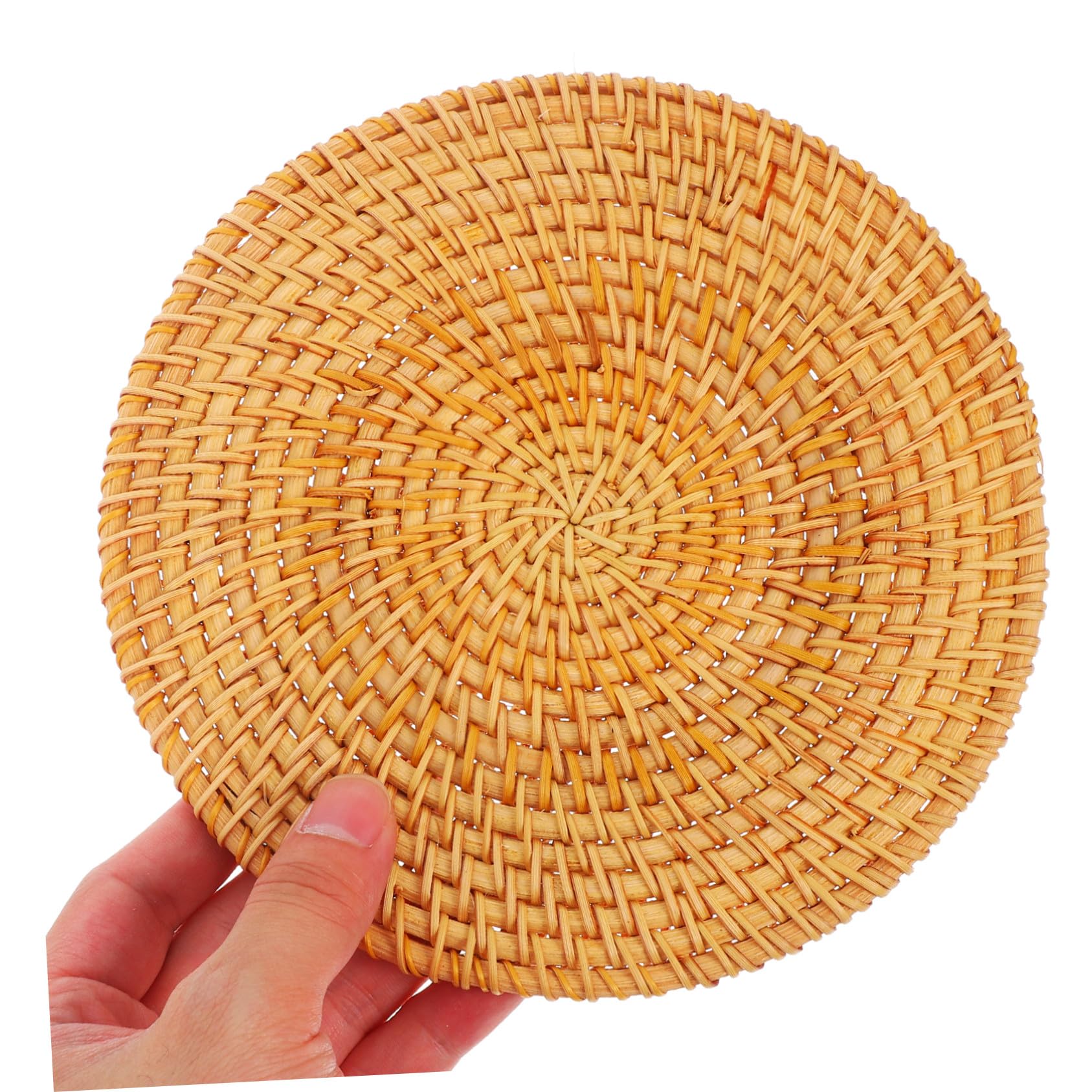 4 Stück Rattan Untersetzer Hitzebeständig Natürliches Geflecht Topfuntersetzer Rund Multifunktional für Küche und Esstisch