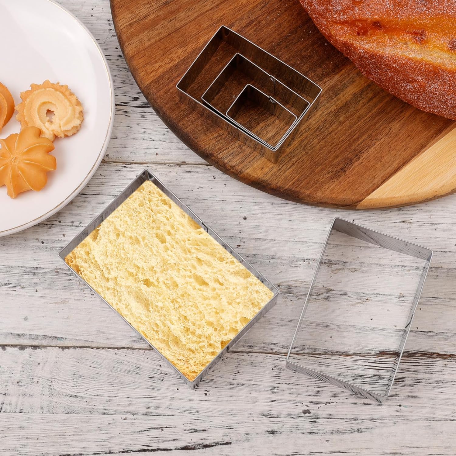 5pcs Rectangular & Square Cookie Cutter Set, Stainless Steel, Silver - Image 3