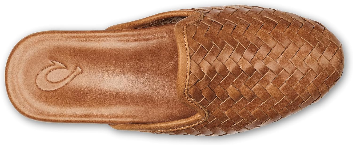 OLUKAI Mi'I Women's Slip-On Mules, Premium Leather & Woven Details, Arch Support & Comfort Fit, All-Day Casual Wear - Image 6