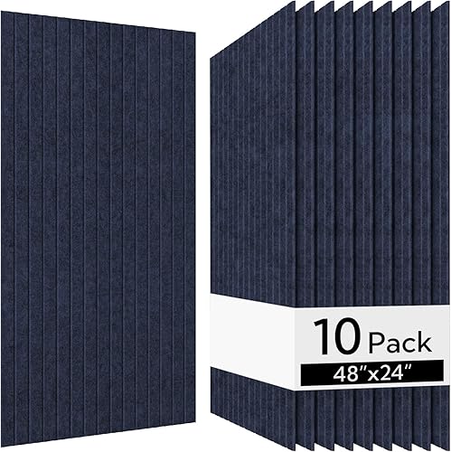 Olanglab Paquete de 10 paneles acústicos de pared, 48 x 24 pulgadas por cada panel acústico, absorbentes de sonido, paneles de sonido decorativos