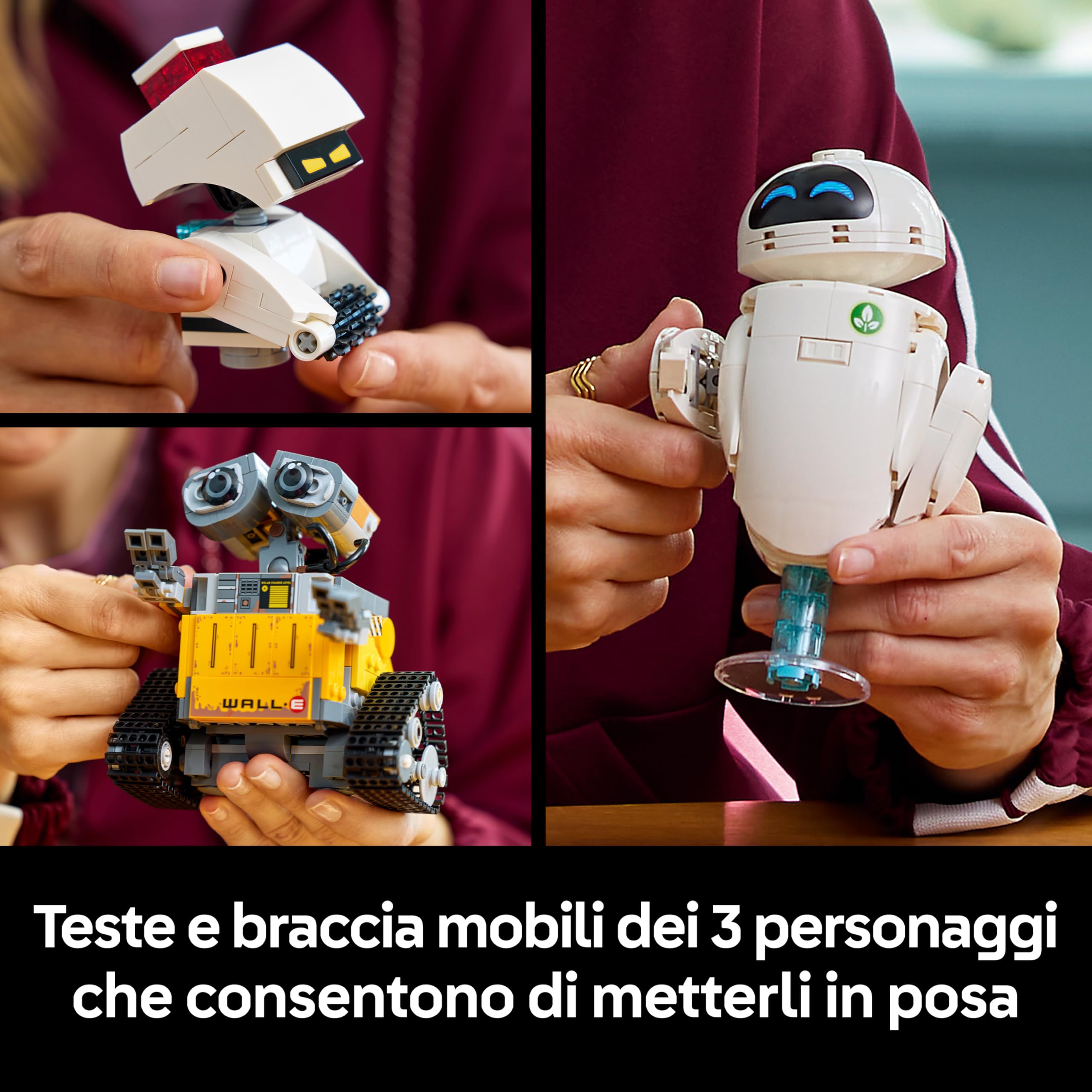 LEGO | Disney Pixar WALL-E e EVE - Kit di Modellismo per Adulti da Esposizione - Costruzione Fai da Te con i Personaggi di M-O e Hal - Decorazioni per la Casa - Regalo da Collezione per Fan - 43279