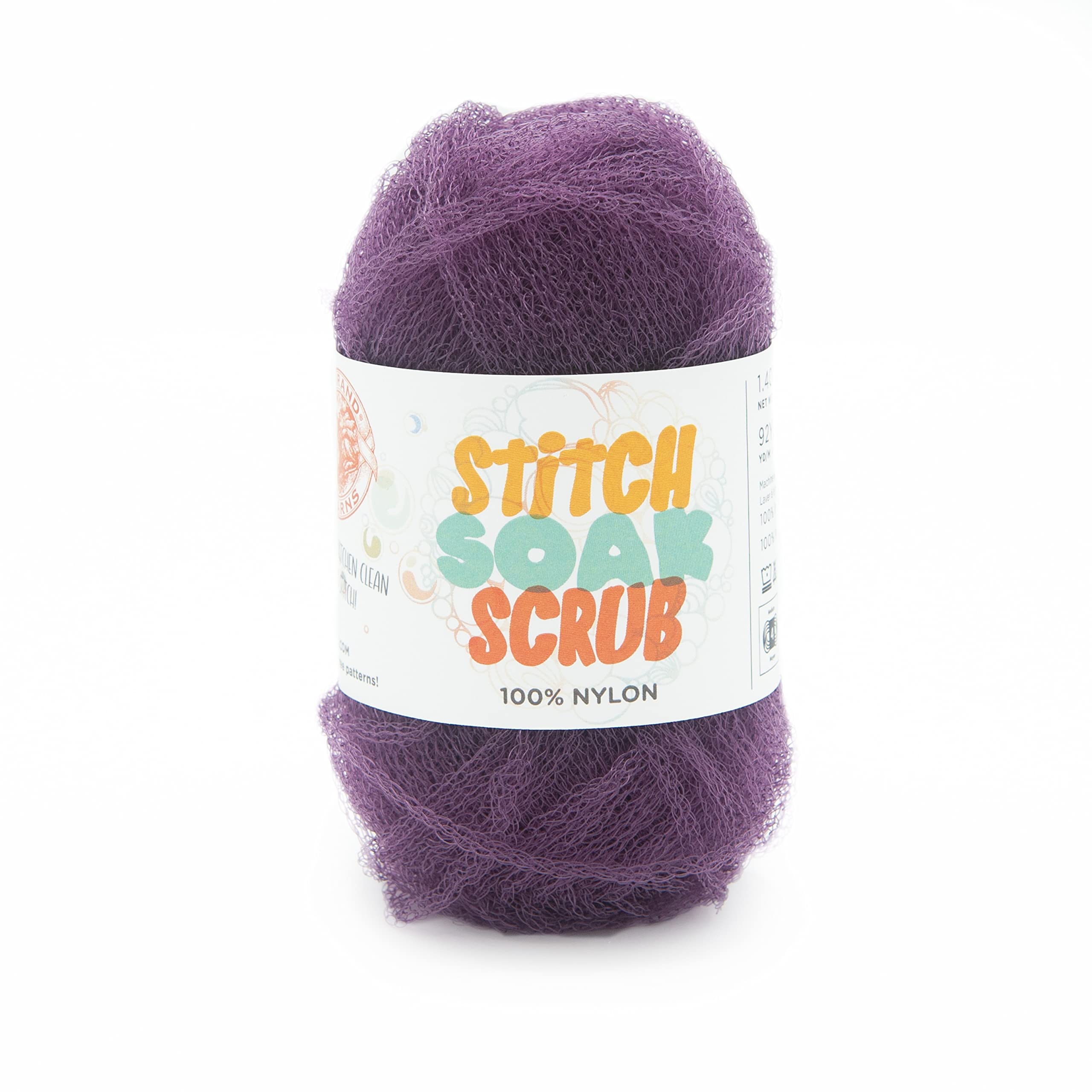 Fil Lion Brand Stitch Soak Scrub Plum laine éponge pour vaisselle