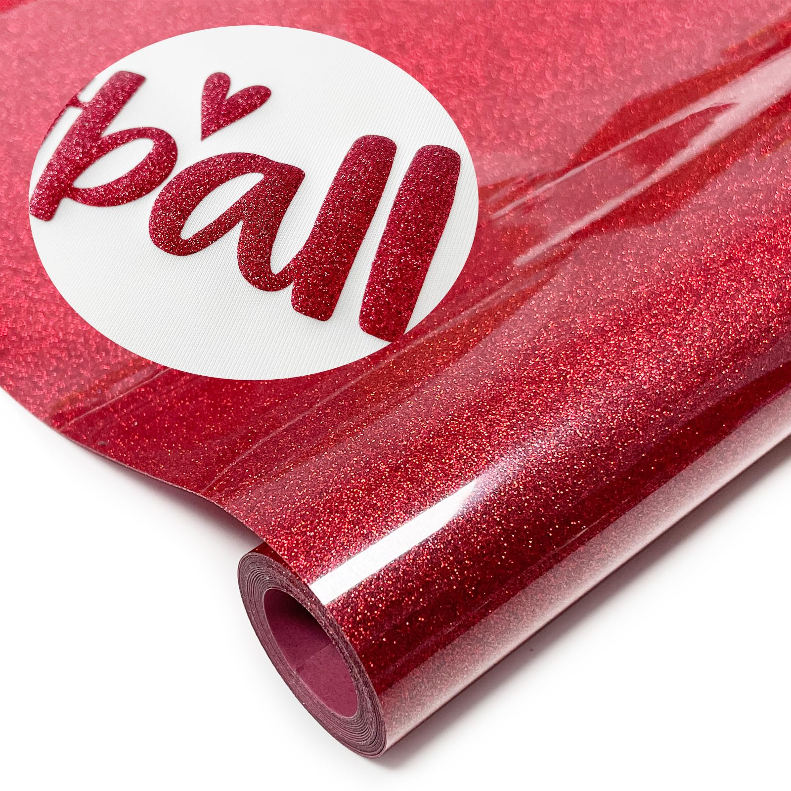 Glitter Puff Heat Transfer Vinyl (Red), 12in X 5ft Iron on Vinyl