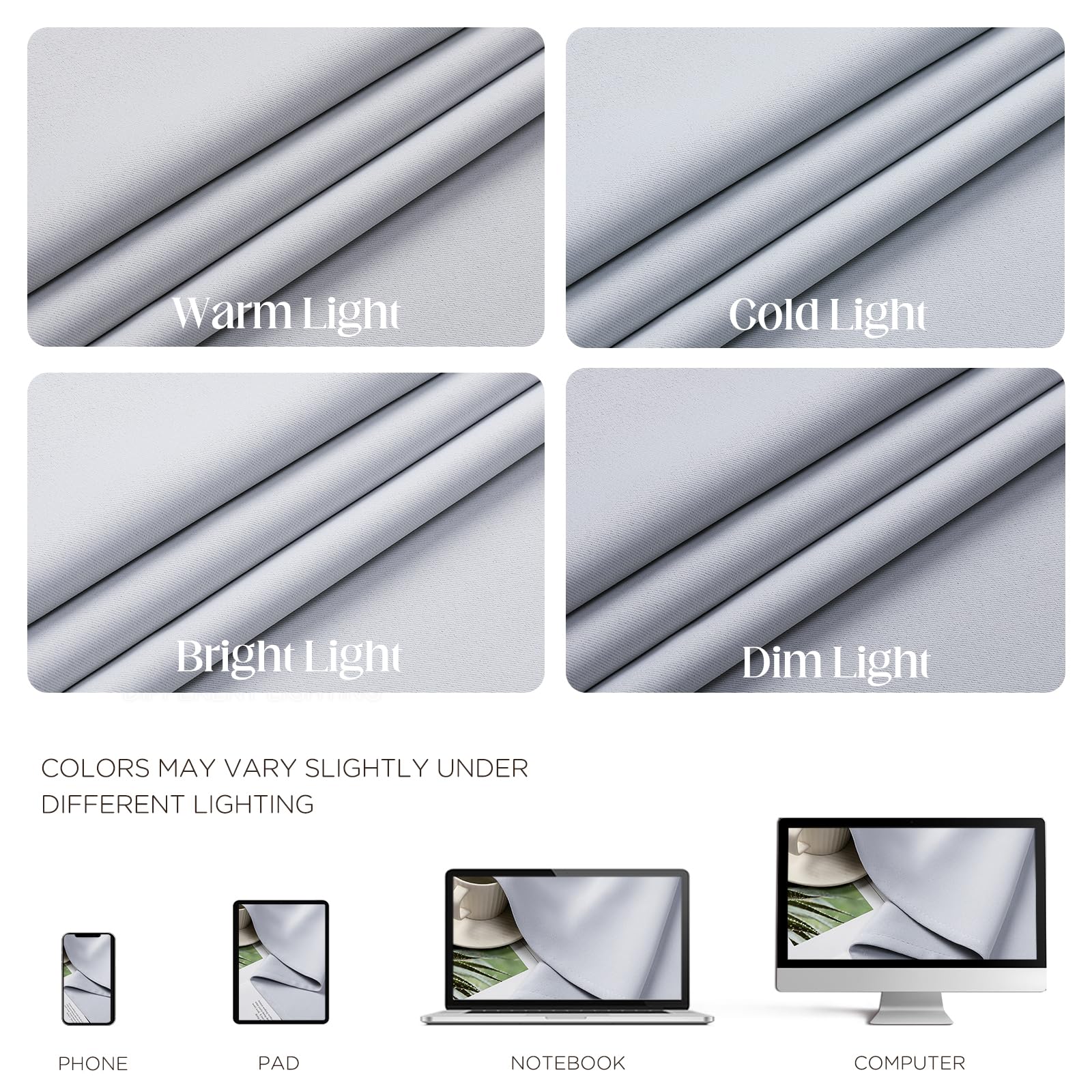 CUCRAF Tende oscuranti lunghe 228,6 cm, isolamento termico, tende oscuranti per camera da letto, tende che bloccano la luce, per cucina e soggiorno, set di 2 pannelli, 133 x 228 cm, bianco grigiastro