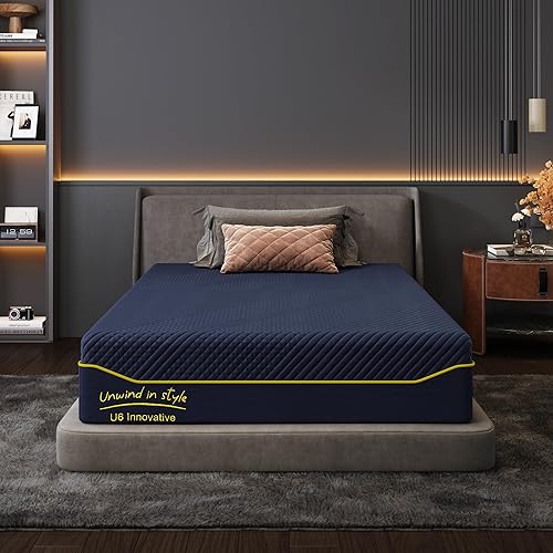 Miniatura 20 de Colchón King de 14 pulgadas de Espuma Viscoelástica Medio con Gel Refrescante de Té Verde, Certificado CertiPUR-US, Transpirable y de Soporte Azul