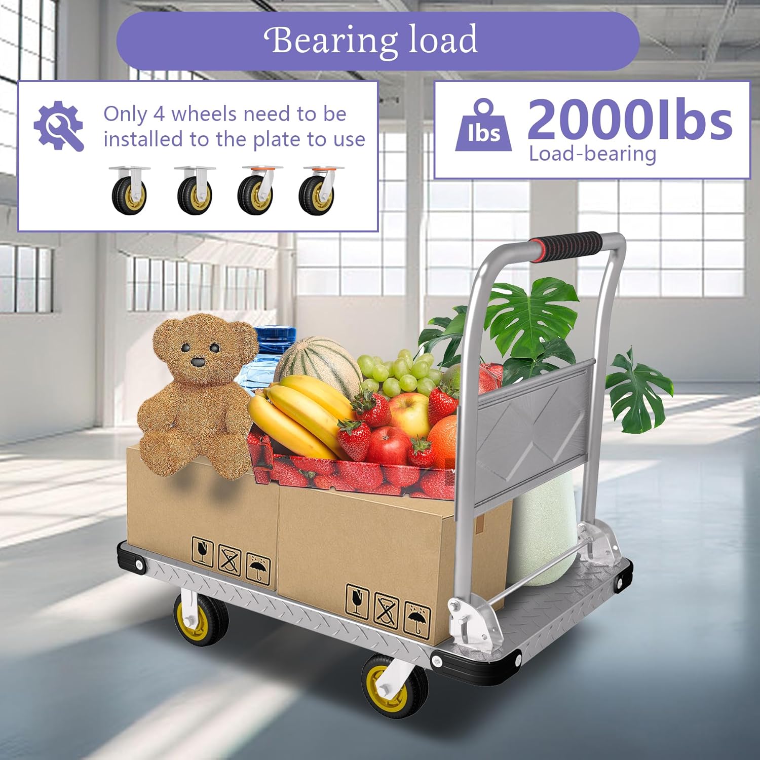 Heavy Duty Platform Truck Cart Foldable Flat Cart Push Cart Dolly Large Platform Cart w/ 5 Swivel Wheels 2000LBS Capacity Moving Hand Dolly for Groceries, Garage, Warehouse (35 L x 22.5 W) Heavy Duty Platform Truck Cart Foldable Flat Cart Push Cart Dolly Large Platform Cart w/ 5 Swivel Wheels 2000LBS Capacity Moving Hand Dolly for Groceries, Garage, Warehouse (35 L x 22.5 W)