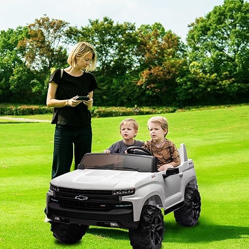 Miniatura 7 de FORESEE Coche de camioneta con control remoto para padres, 12 V alimentado por batería eléctrico de 4 ruedas para niños, pedal de pie, música, faros