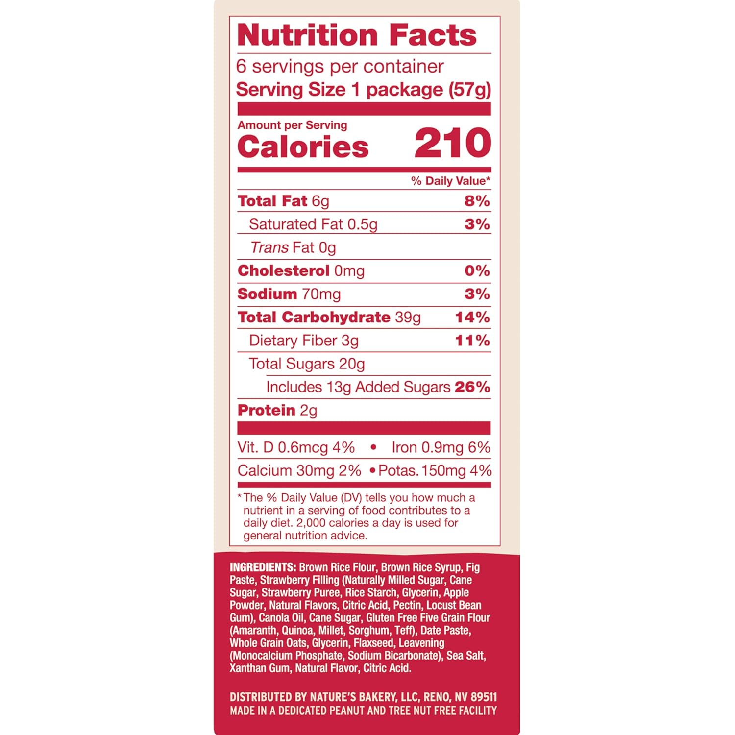 Nature’s Bakery Gluten Free Fig Bars, Strawberry, Real Fruit, Vegan, Non-GMO, Snack bar, 6 boxes with 6 twin packs (36 twin packs)