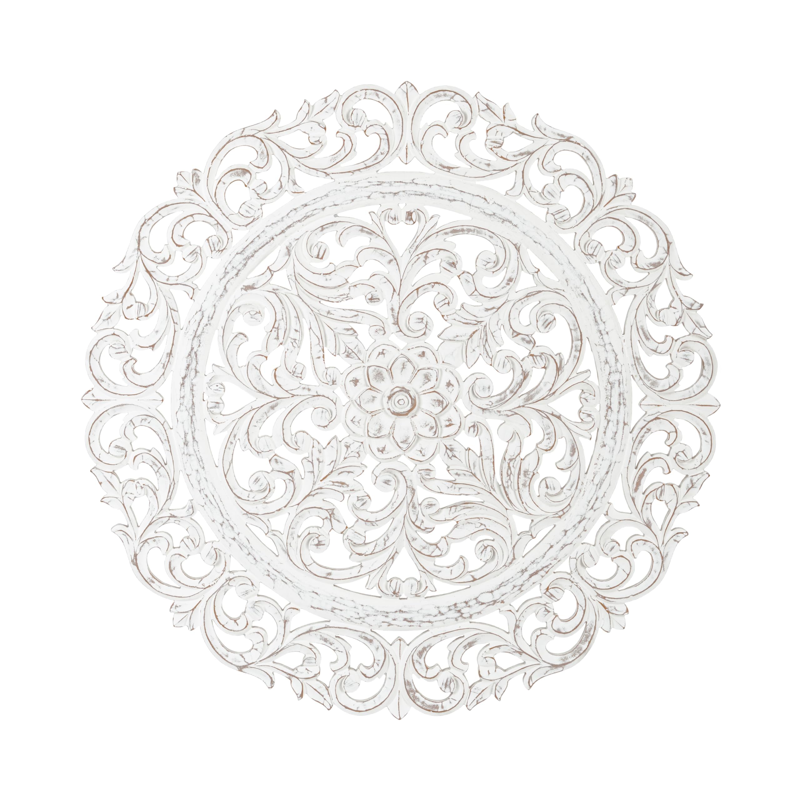 JFY Designs Iris Hand Carved Wood Medallion Wall Panels Bedroom Décor