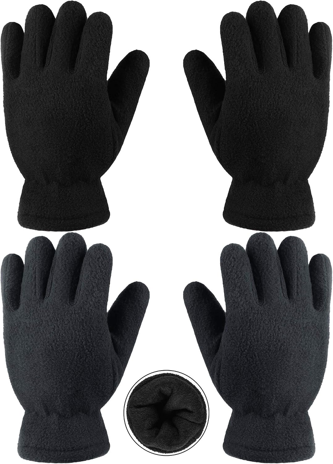 Cooraby 2 Pairs Kids Fleece Gloves Winter Lined Thick Mittens Warm Gloves for Outdoors Activities Supplies