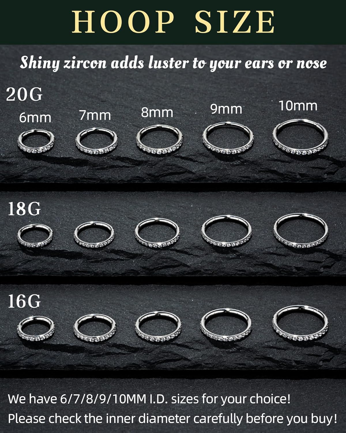 Hypoallergenic Silver Nose Rings Hoops - 20G 18G 16G Surgical Steel Cartilage Earrings Septum Jewelry Hinged Segment Ring CZ Paved Daith Rook Helix Tragus Body Piercing 6/7/8/9/10MM - Image 4