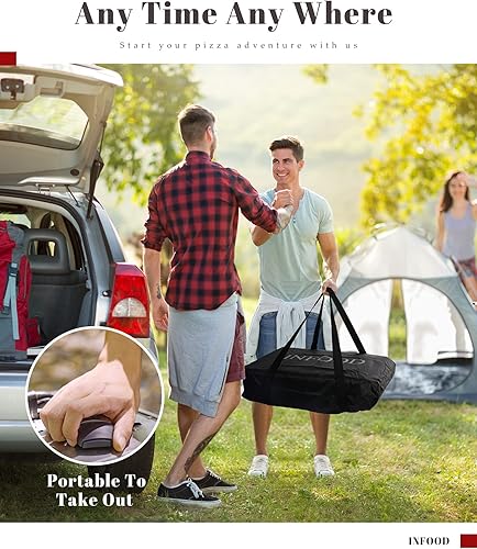 Miniatura 5 de Horno de pizza de gas exterior Horno de pizza de propano portátil de 12 pulgadas, máquina de pizza exterior de acero inoxidable con cáscara de