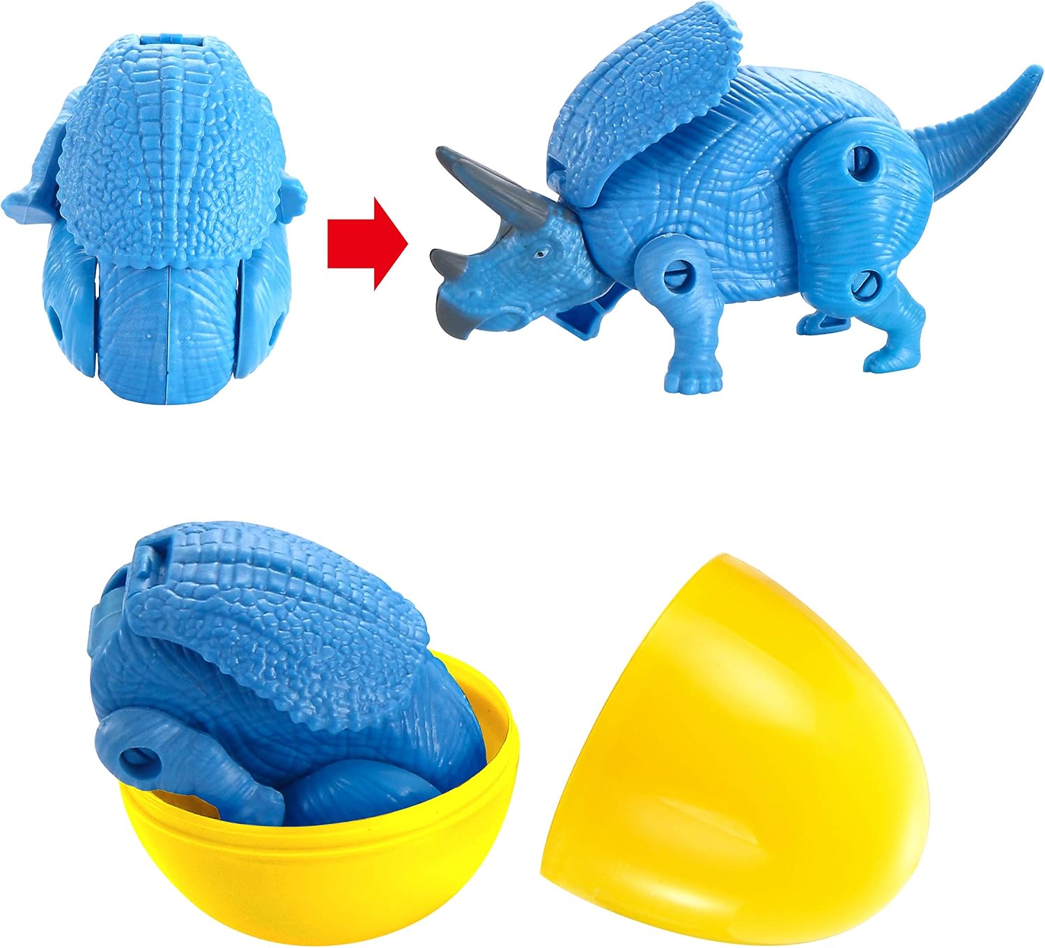 JOYIN 8 PCs Easter Prefilled Hatching Eggs Filled with Deformable Transforming Dinosaur with Movable Joints for Easter Basket Stuffers, Easter Theme Party Favors, Classroom Prize Supplies