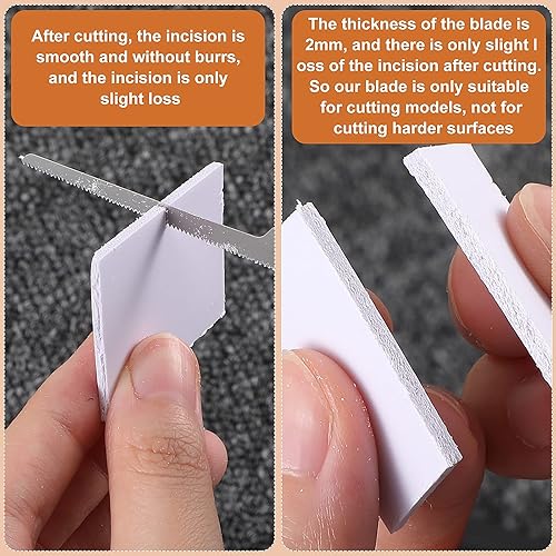 Miniatura 6 de Mini Sierra de Mano Modelo Craft Blade Herramientas Juego de 2 Asas con 12 Cuchillas Artesanales Modelo Herramienta Hobby para Cortar Piezas