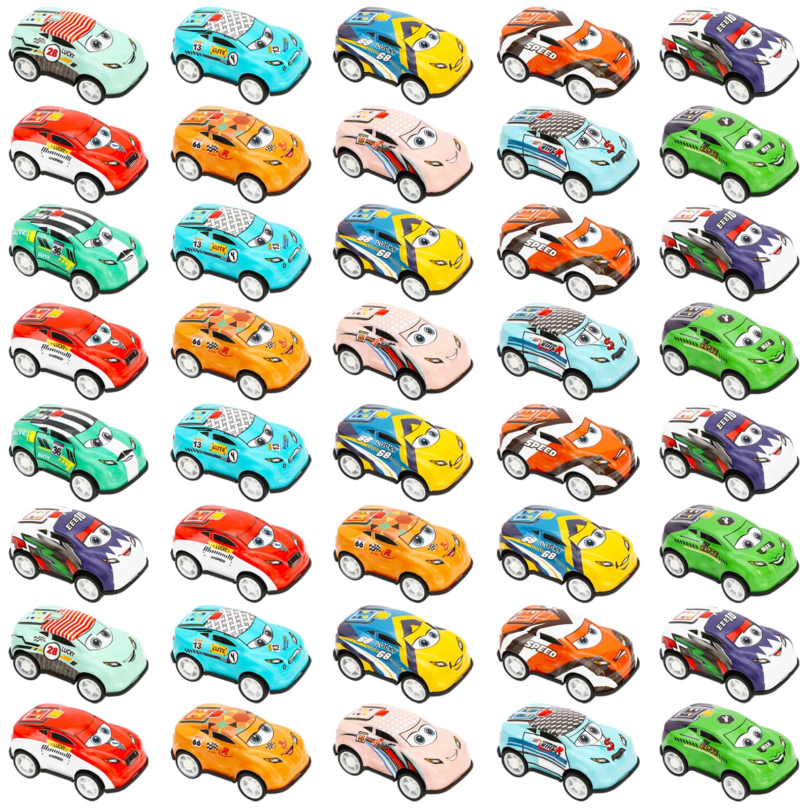 ONEST 40 Pieces Mini Pull Back Cars Toy Cars Small Cartoon Car Party Favors Carnival Prizes Classroom Rewards Pinata Stocking Goodie Bag Stuffers Birthday Toys for Girls Boys Toddler