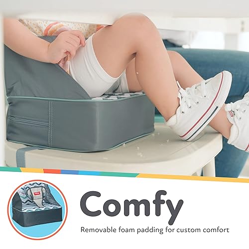 Miniatura 3 de Nuby Easy Go Asiento Elevador - Asiento Elevador de Viaje para Bebés y Niños Pequeños - Soporta Hasta 35 Libras - 9+ Meses - Gris Chevrón