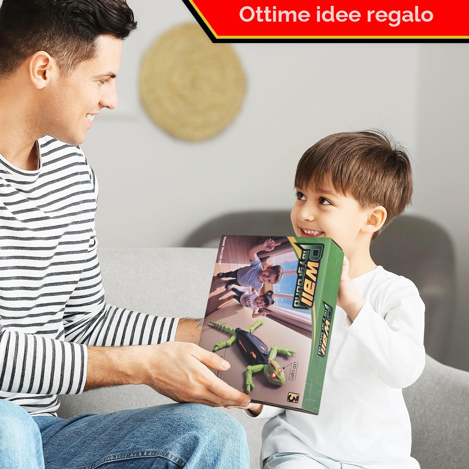 Euakee Ricaricabile Camaleonte Telecomandato, Geco Telecomandato con occhi a LED, Geco Interattivo, Lucertola Robot Giocattoli, Giocattolo per Bambini e Bambine, 4+ Anni (B)