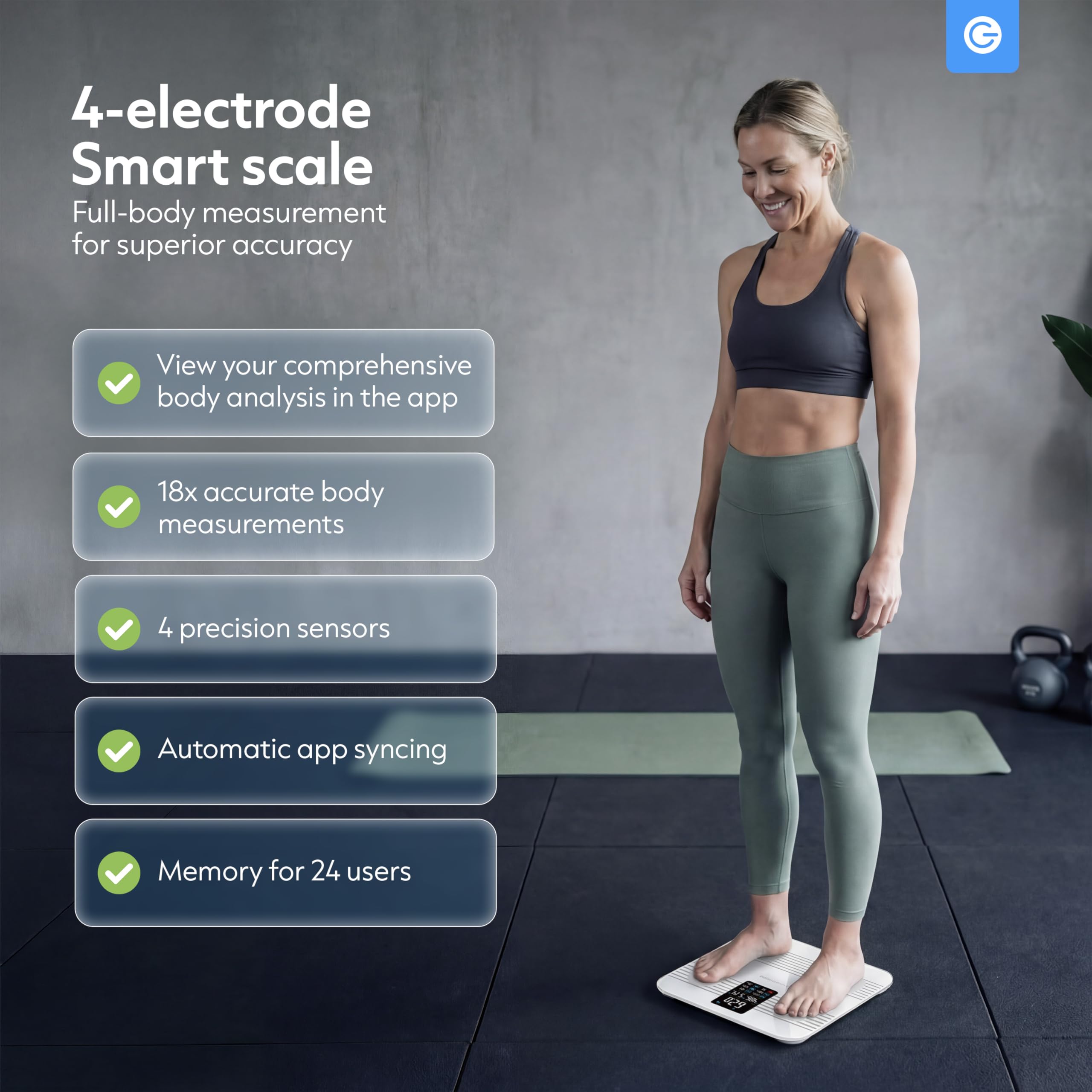 Silvergear® Báscula de Grasa Corporal | Báscula de Análisis Corporal con Bluetooth y App| Mide Grasa Corporal, IMC, Masa Muscular, Agua, Proteínas, Peso Óseo, BMR y Frecuencia Cardíaca | Blanco