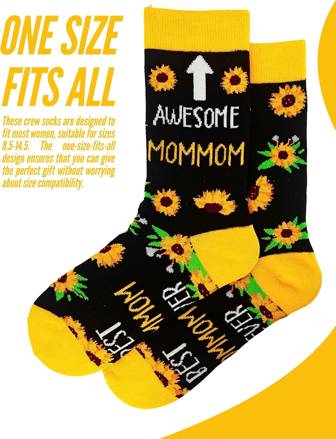 InnoBeta Mommom Gifts, Gifts for Mommom, One Size Crew Socks on Mother's Day, Christmas, Birthday - Image 5
